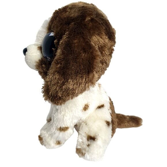 Ty Beanie Boos MUDDLES White Brown Spotted 5.5" Plush Dog Big Blue Glittered Eye - Picture 2 of 5